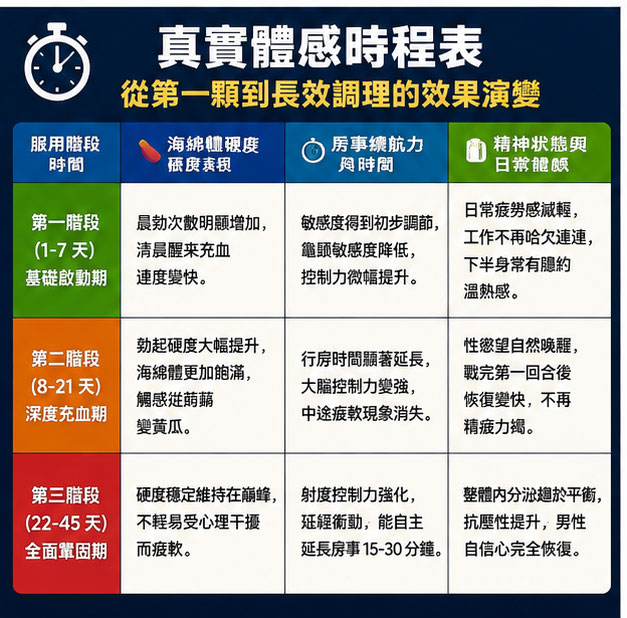 真實體感時程表:從第一顆到長效調理的效果演變 真實體感時程表:從第一顆到長效調理的效果演變