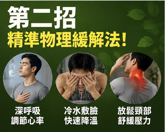 第二招：精準物理緩解法！3 個小動作讓心跳極速降溫 🌋