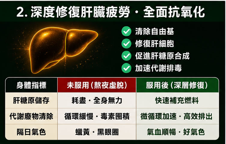 隱藏好處 1:深度修復肝臟疲勞與全面抗氧化 🌡️ 隱藏好處 1:深度修復肝臟疲勞與全面抗氧化 🌡️